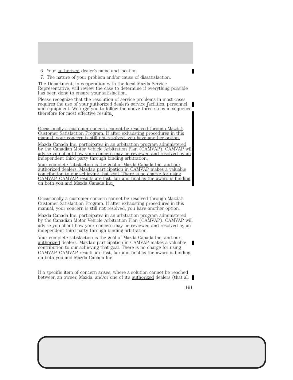 Customer assistance | Mazda 4WD User Manual | Page 191 / 268