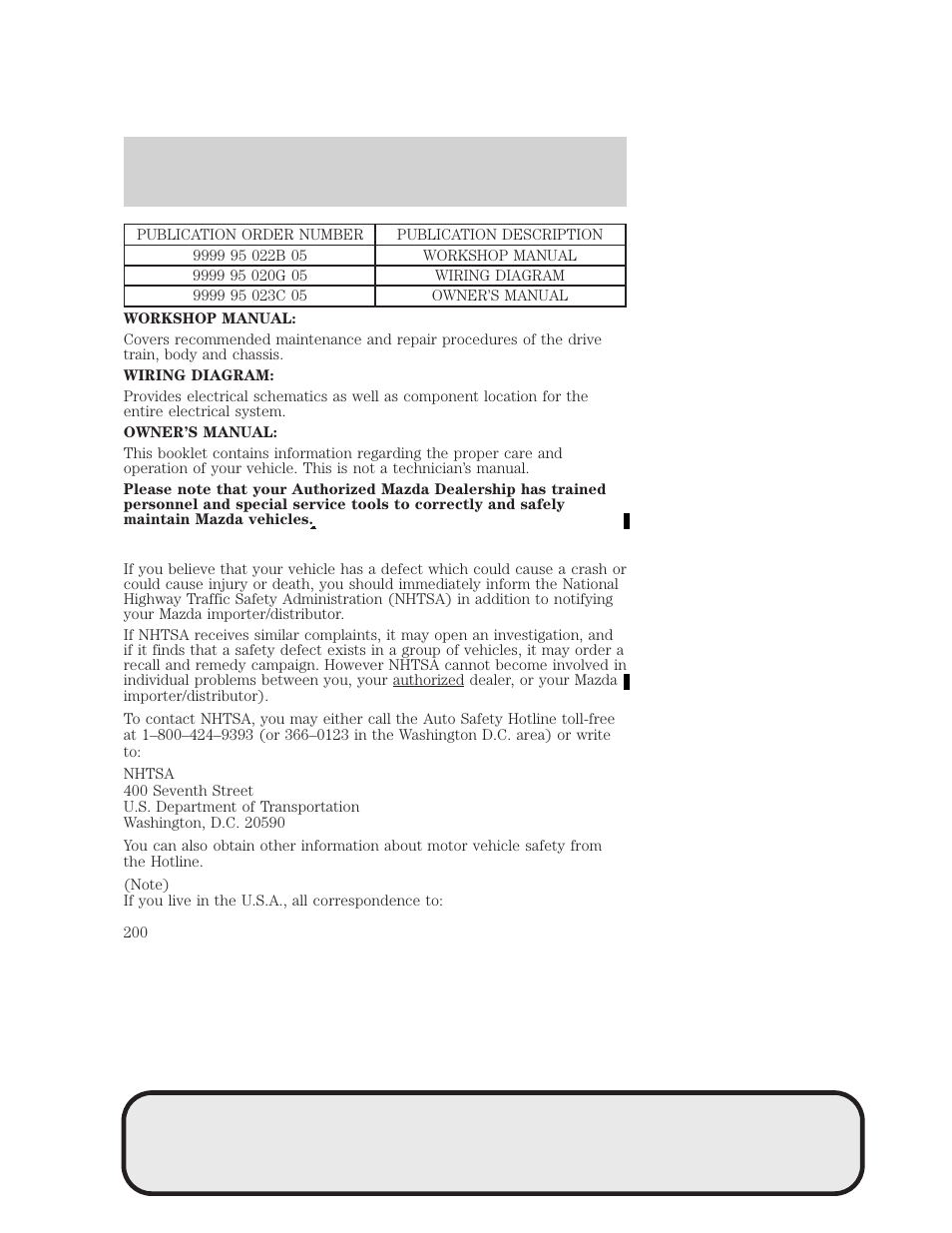 Customer assistance | Mazda 4WD User Manual | Page 200 / 268