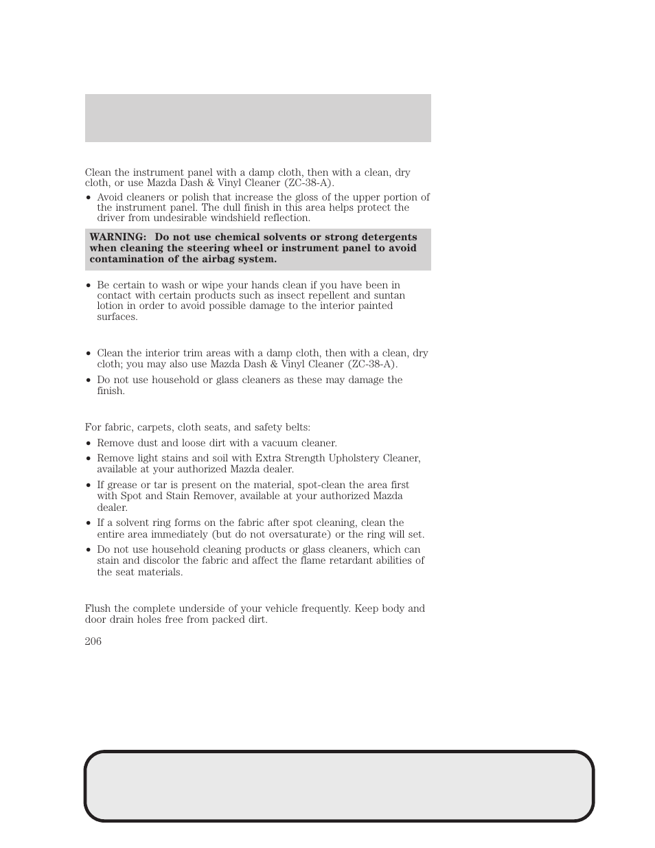 Cleaning | Mazda 4WD User Manual | Page 206 / 268