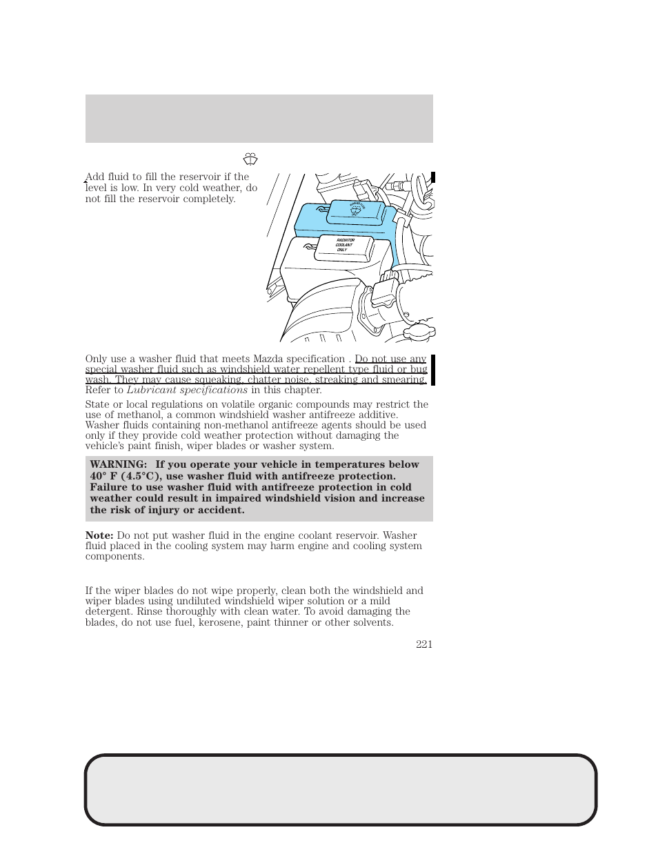 Maintenance and specifications | Mazda 4WD User Manual | Page 221 / 268