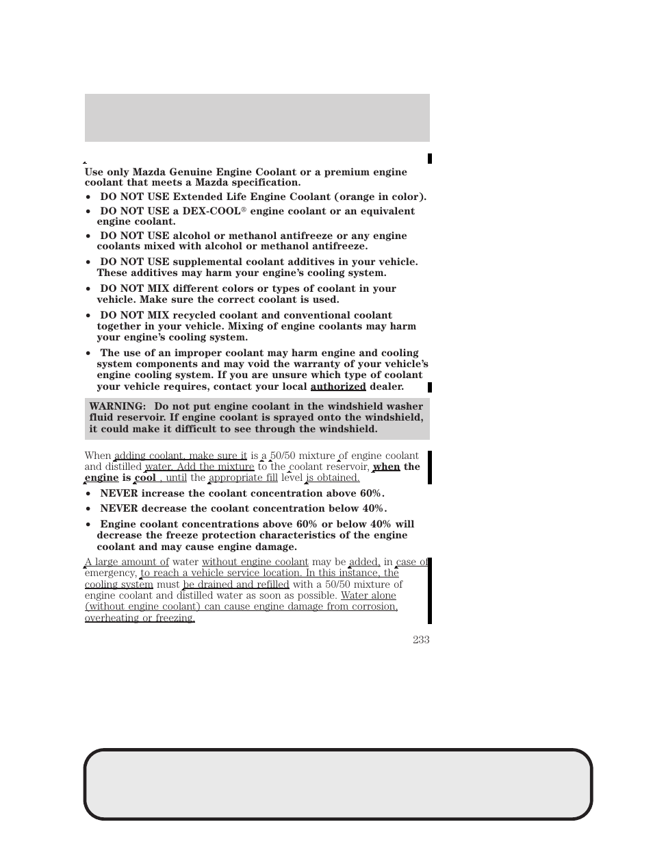 Maintenance and specifications | Mazda 4WD User Manual | Page 233 / 268