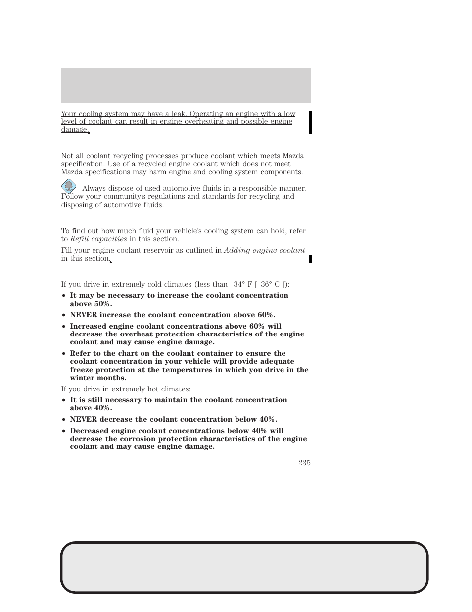 Maintenance and specifications | Mazda 4WD User Manual | Page 235 / 268