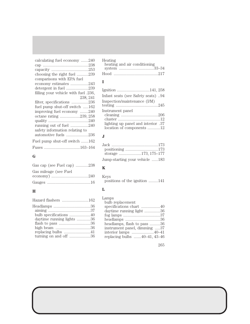 Index | Mazda 4WD User Manual | Page 265 / 268