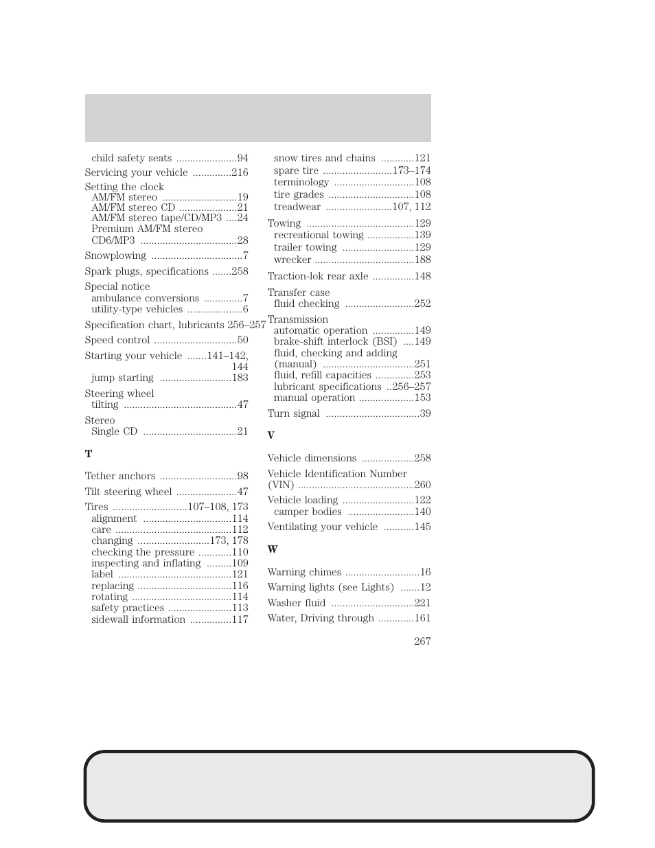 Index | Mazda 4WD User Manual | Page 267 / 268