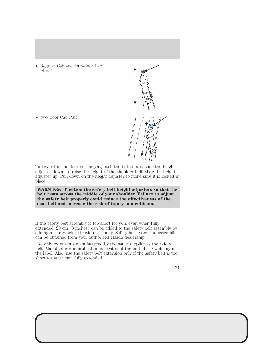 Seating and safety restraints | Mazda 4WD User Manual | Page 71 / 268