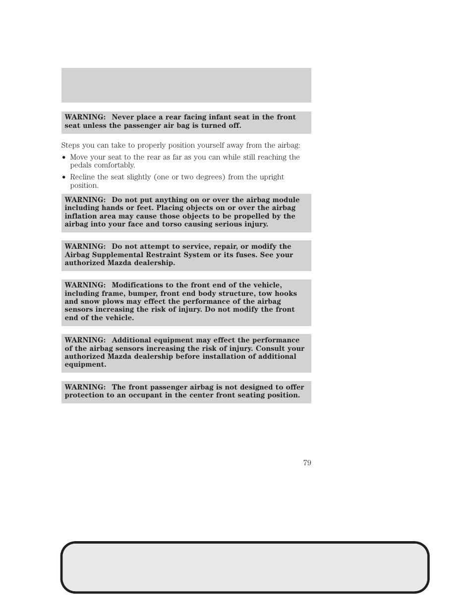 Seating and safety restraints | Mazda 4WD User Manual | Page 79 / 268