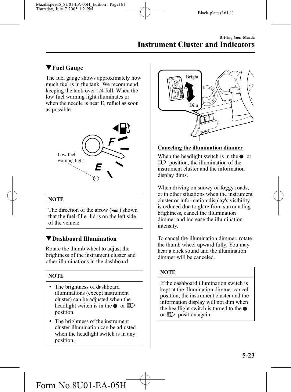Instrument cluster and indicators | Mazda 2006 SPEED6 User Manual | Page 161 / 354