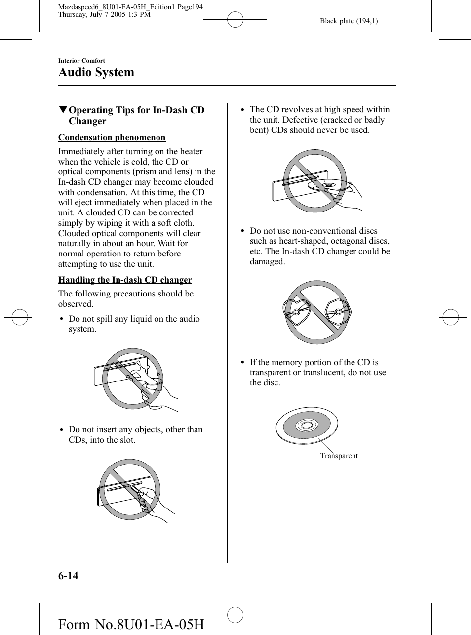 Audio system | Mazda 2006 SPEED6 User Manual | Page 194 / 354
