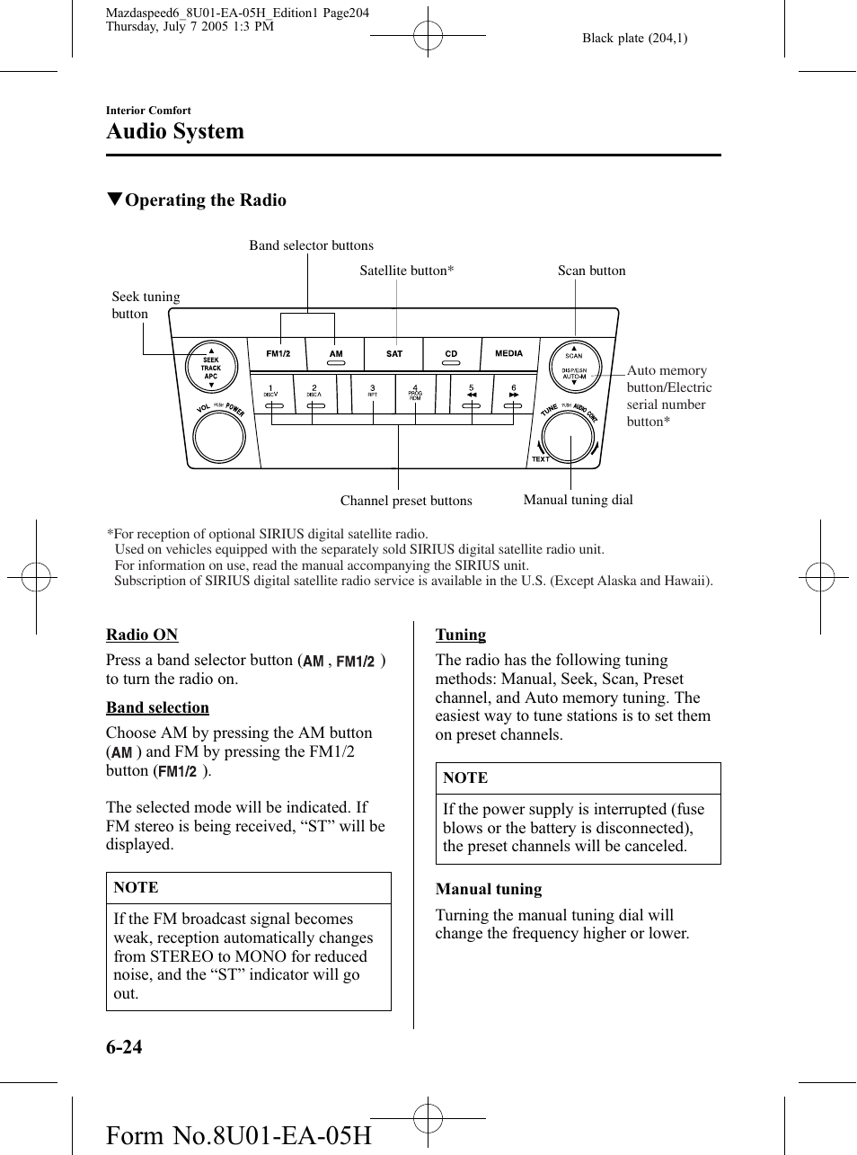 Audio system | Mazda 2006 SPEED6 User Manual | Page 204 / 354