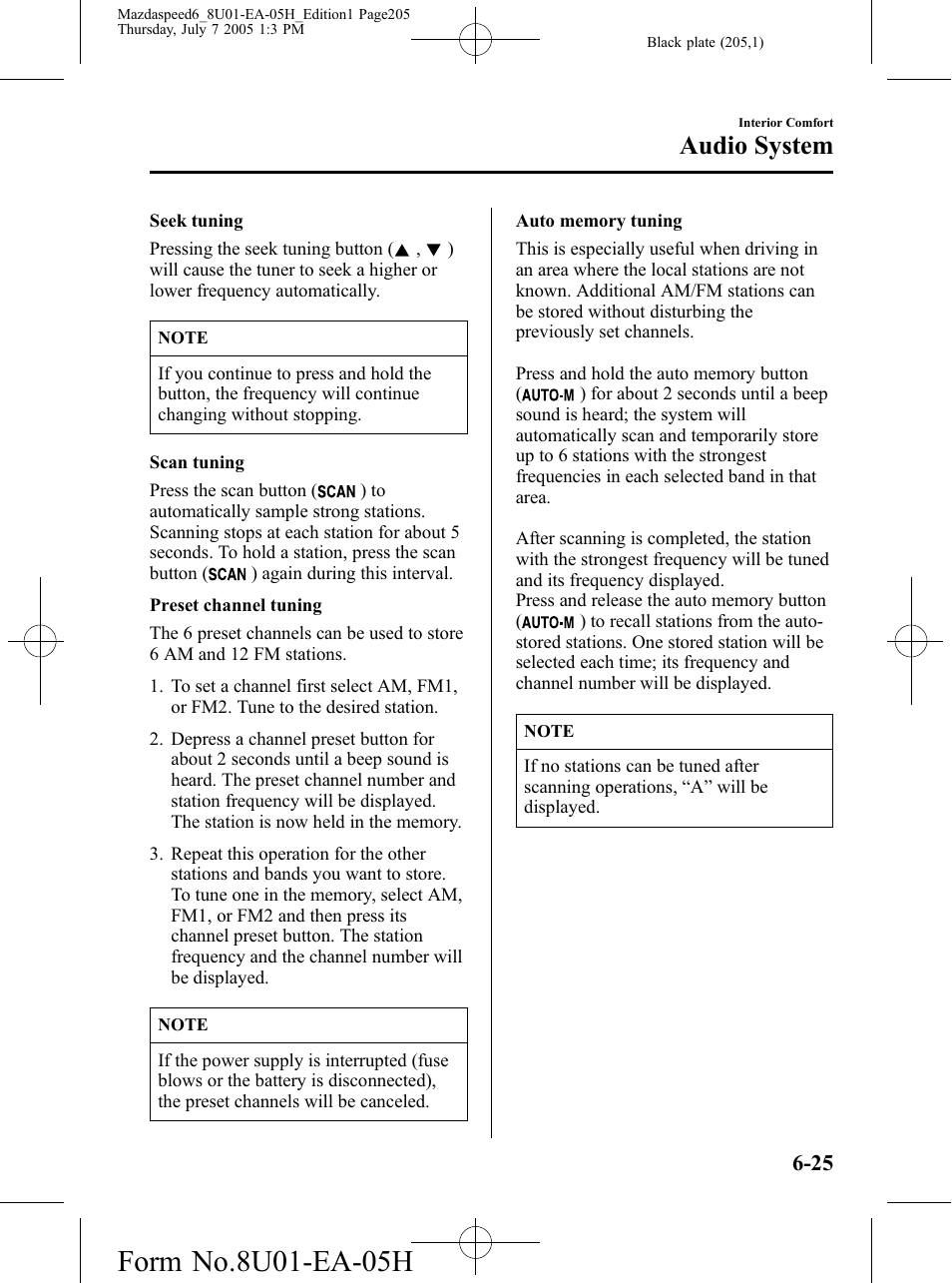 Audio system | Mazda 2006 SPEED6 User Manual | Page 205 / 354
