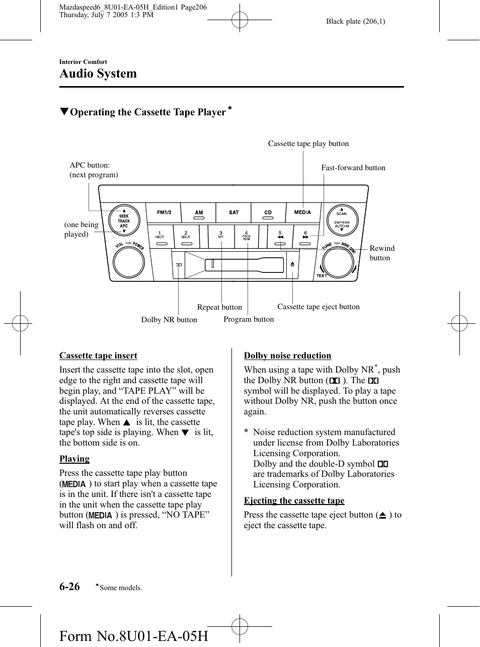 Audio system | Mazda 2006 SPEED6 User Manual | Page 206 / 354