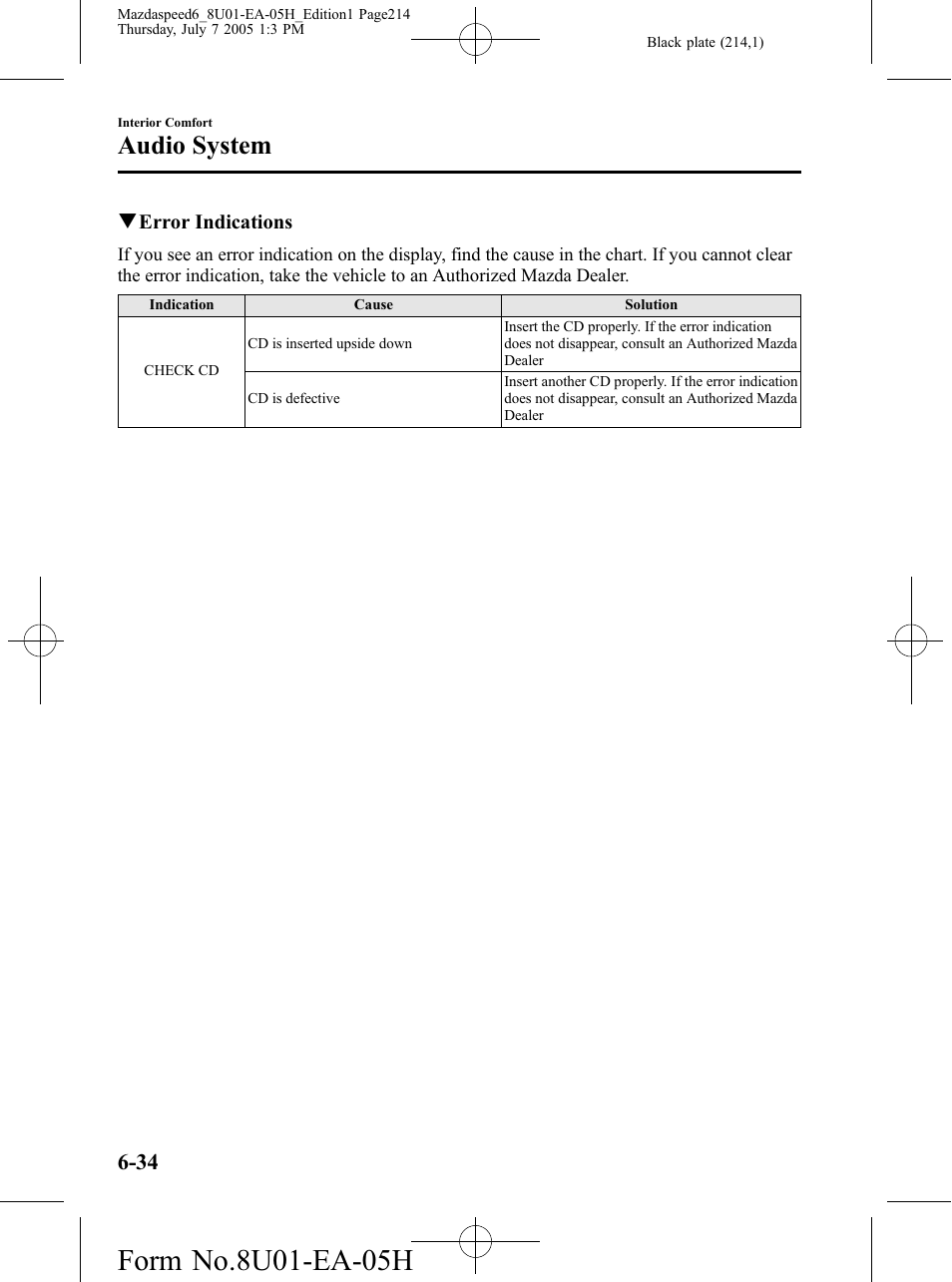 Audio system | Mazda 2006 SPEED6 User Manual | Page 214 / 354