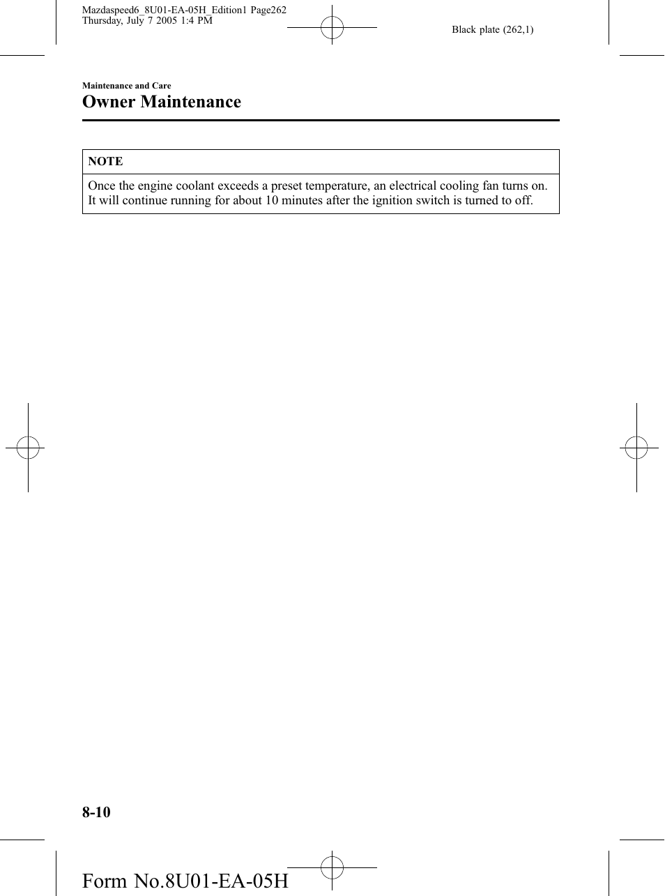 Owner maintenance | Mazda 2006 SPEED6 User Manual | Page 262 / 354