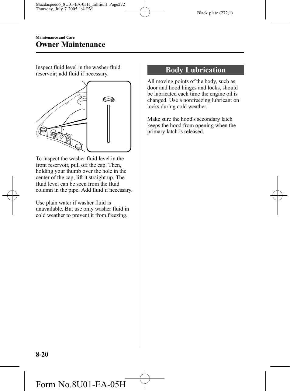 Body lubrication, Body lubrication -20, Owner maintenance | Mazda 2006 SPEED6 User Manual | Page 272 / 354