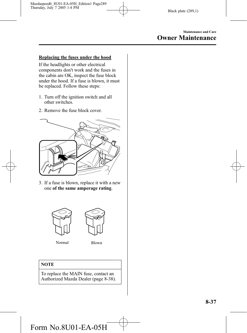 Owner maintenance | Mazda 2006 SPEED6 User Manual | Page 289 / 354