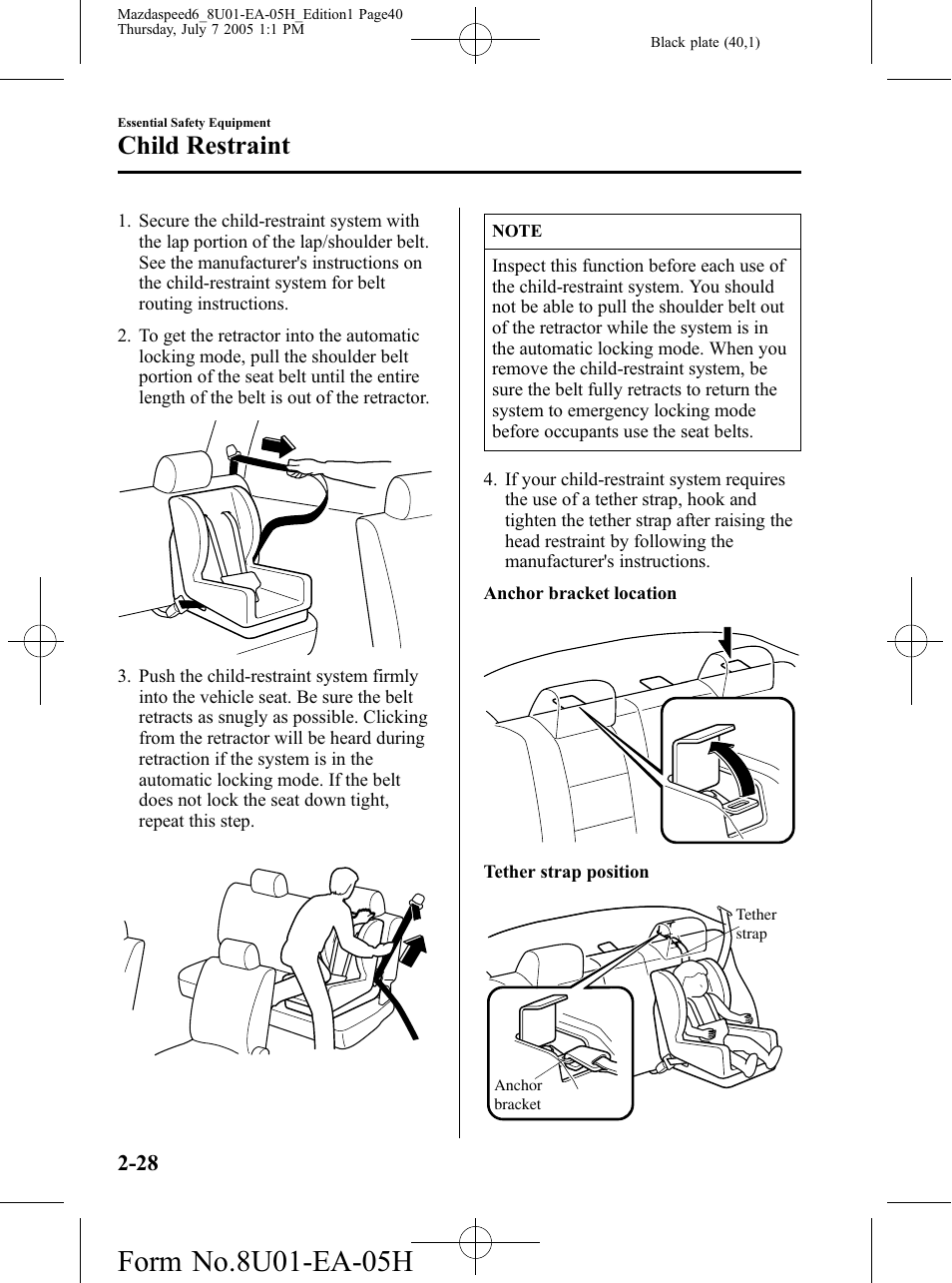 Child restraint | Mazda 2006 SPEED6 User Manual | Page 40 / 354