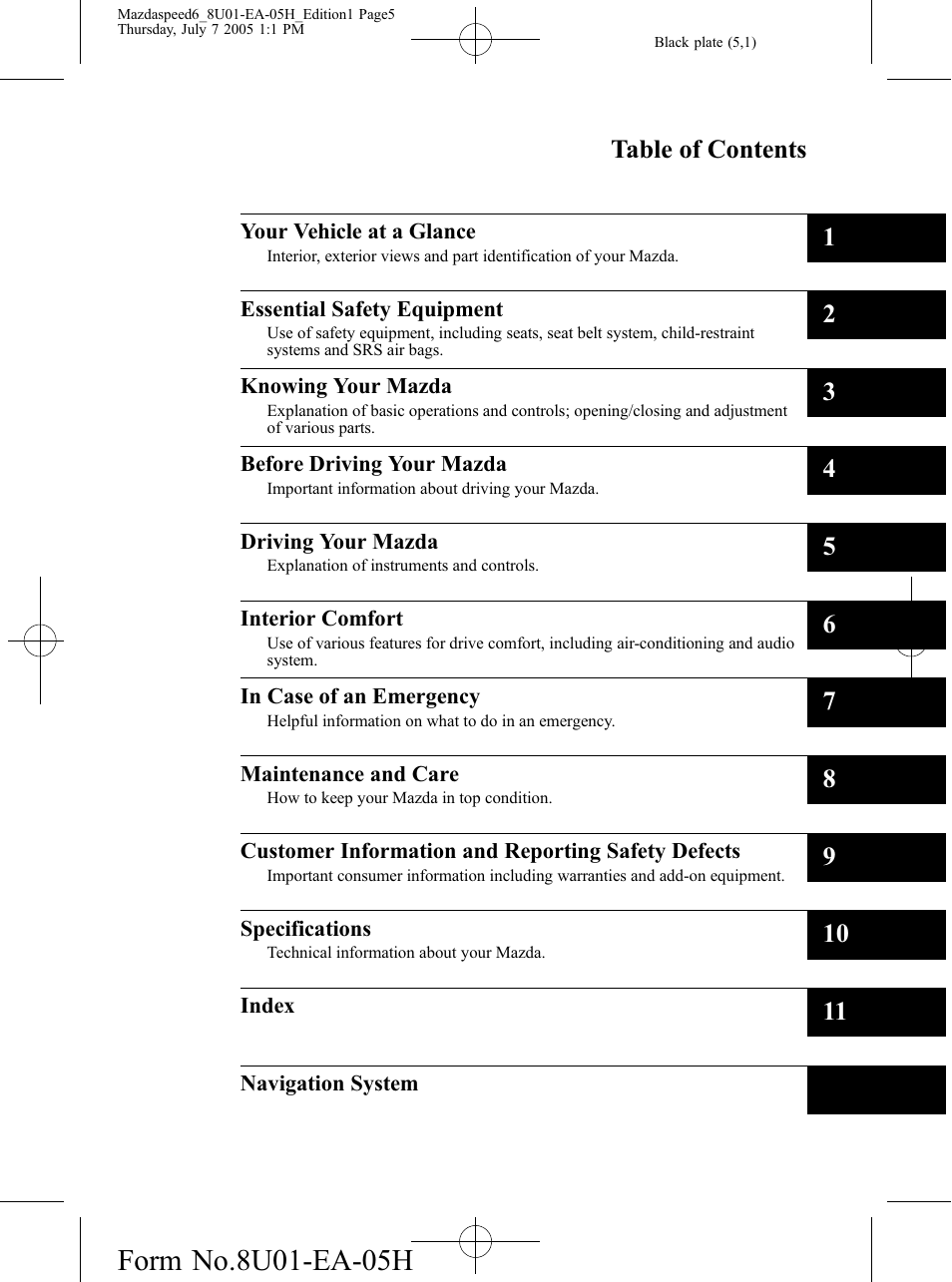 Mazda 2006 SPEED6 User Manual | Page 5 / 354