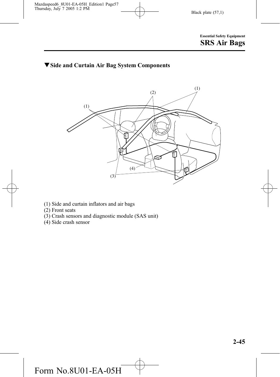 Srs air bags | Mazda 2006 SPEED6 User Manual | Page 57 / 354