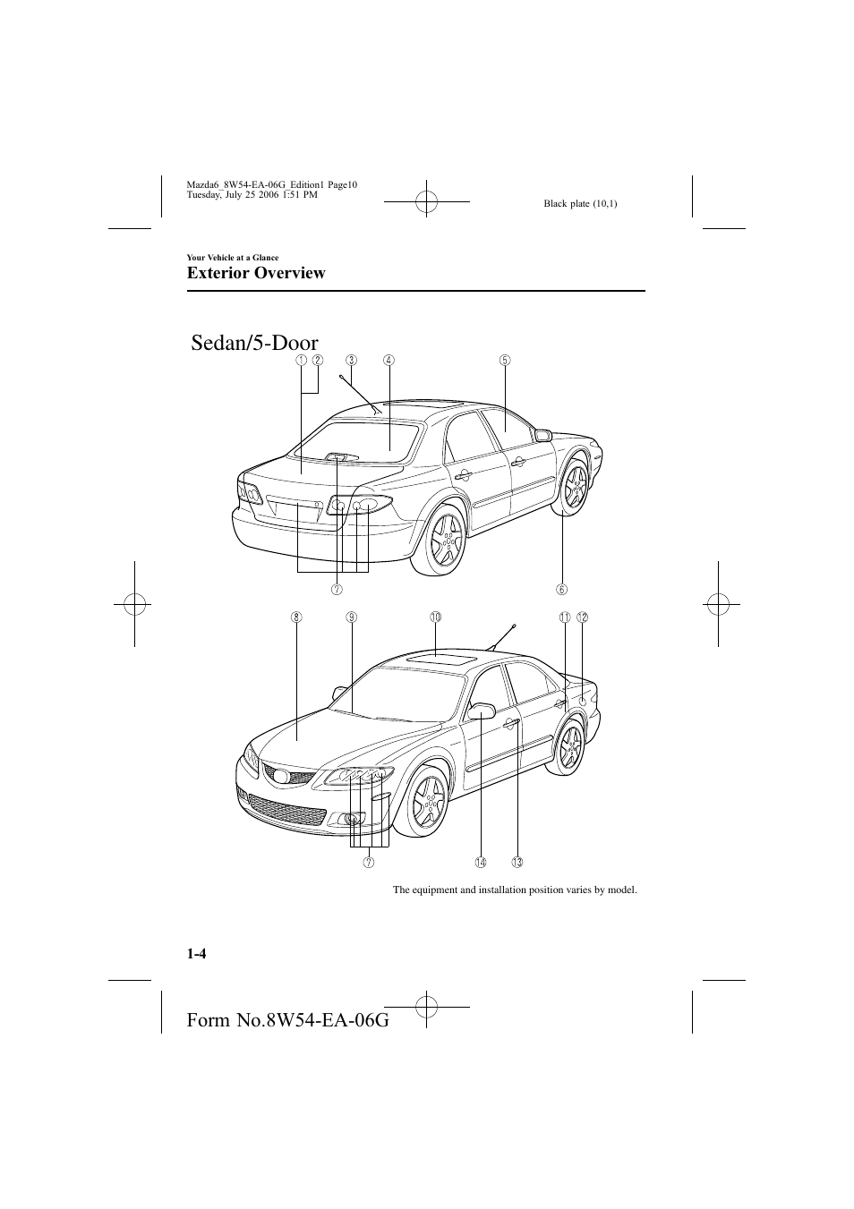 Sedan/5-door, Exterior overview | Mazda 2007 6 SPORTS SEDAN User Manual | Page 11 / 445