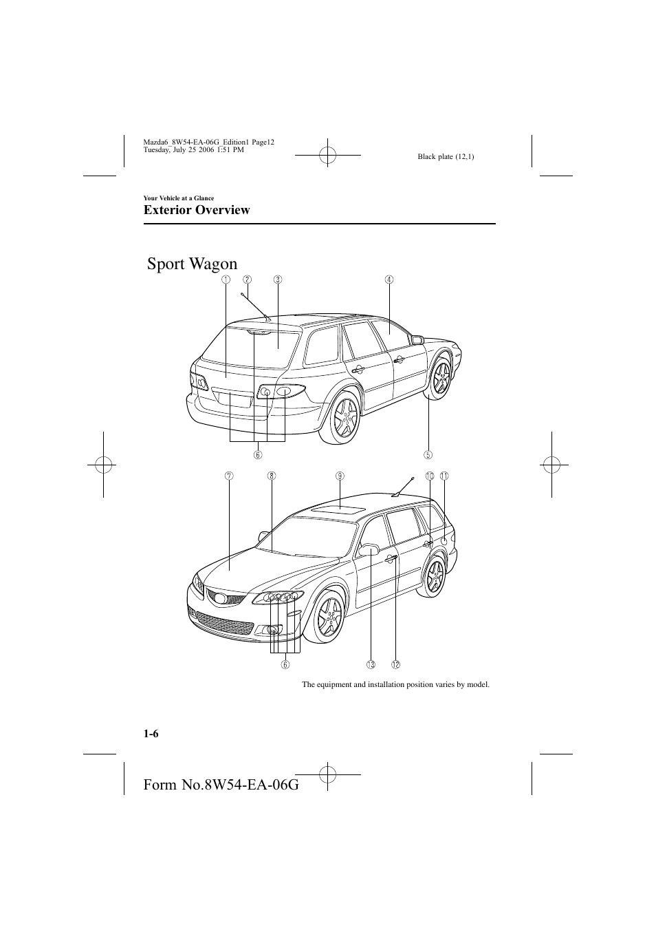 Sport wagon, Exterior overview | Mazda 2007 6 SPORTS SEDAN User Manual | Page 13 / 445