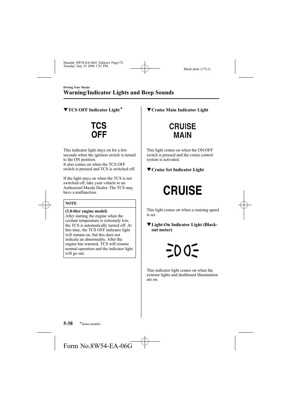 Warning/indicator lights and beep sounds | Mazda 2007 6 SPORTS SEDAN User Manual | Page 173 / 445