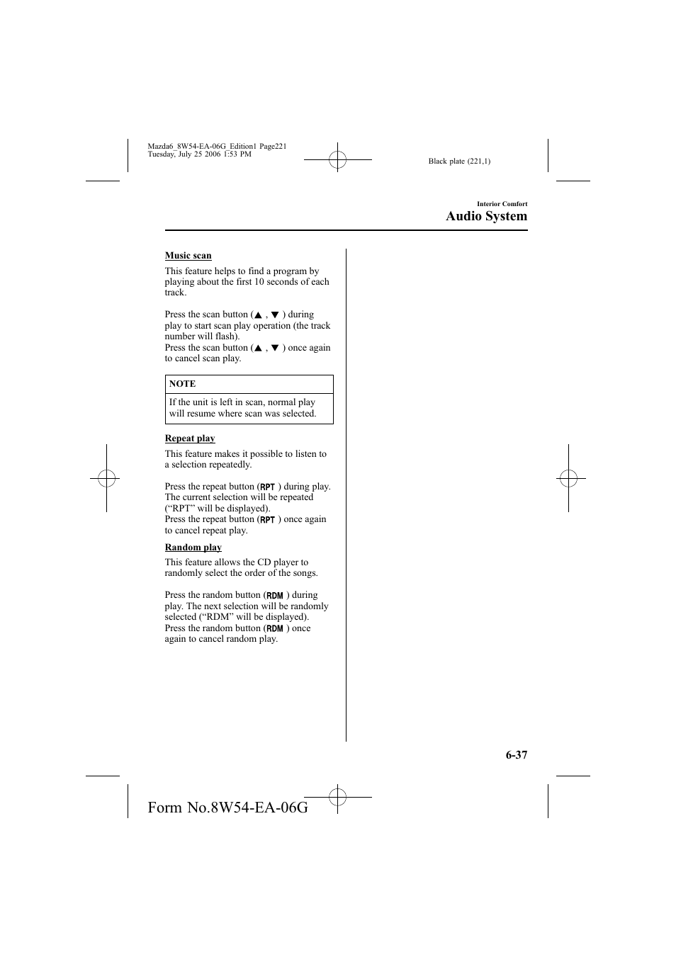 Audio system | Mazda 2007 6 SPORTS SEDAN User Manual | Page 222 / 445