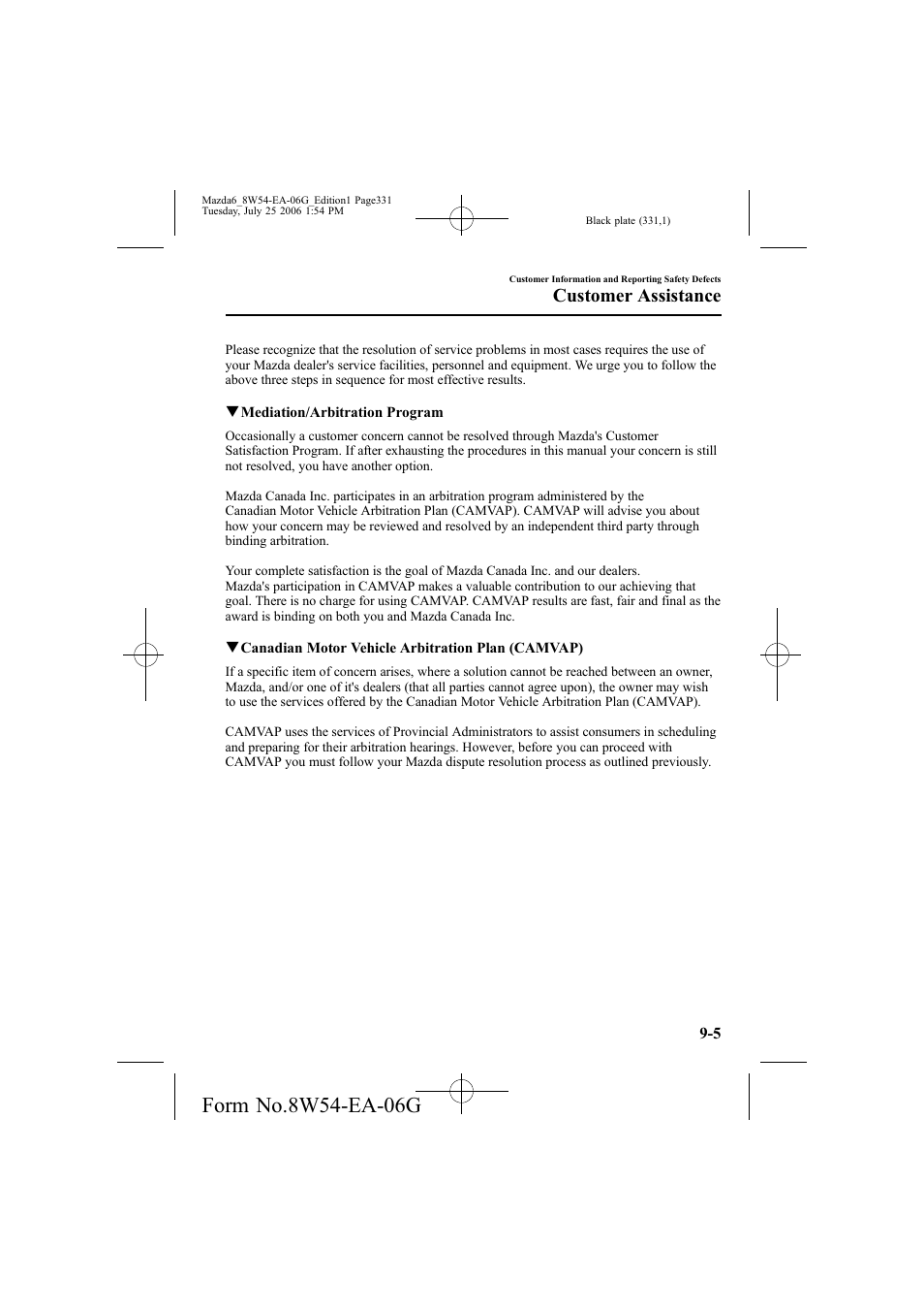 Customer assistance | Mazda 2007 6 SPORTS SEDAN User Manual | Page 332 / 445