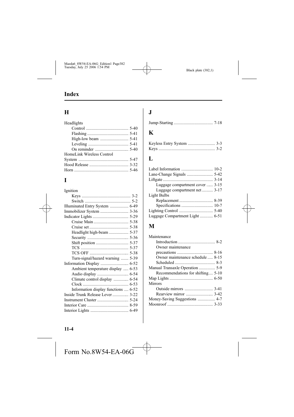 Index | Mazda 2007 6 SPORTS SEDAN User Manual | Page 383 / 445