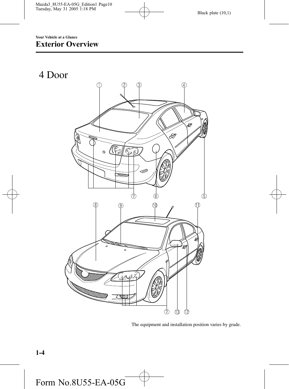 Exterior overview, 4 door | Mazda 2006 3 4-DOOR User Manual | Page 10 / 416