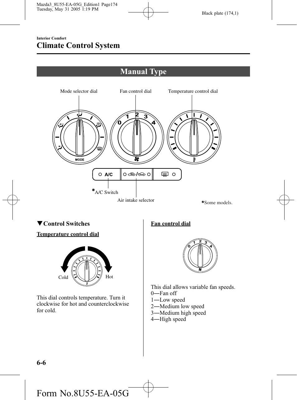 Manual type, Manual type -6, Climate control system | Mazda 2006 3 4-DOOR User Manual | Page 174 / 416