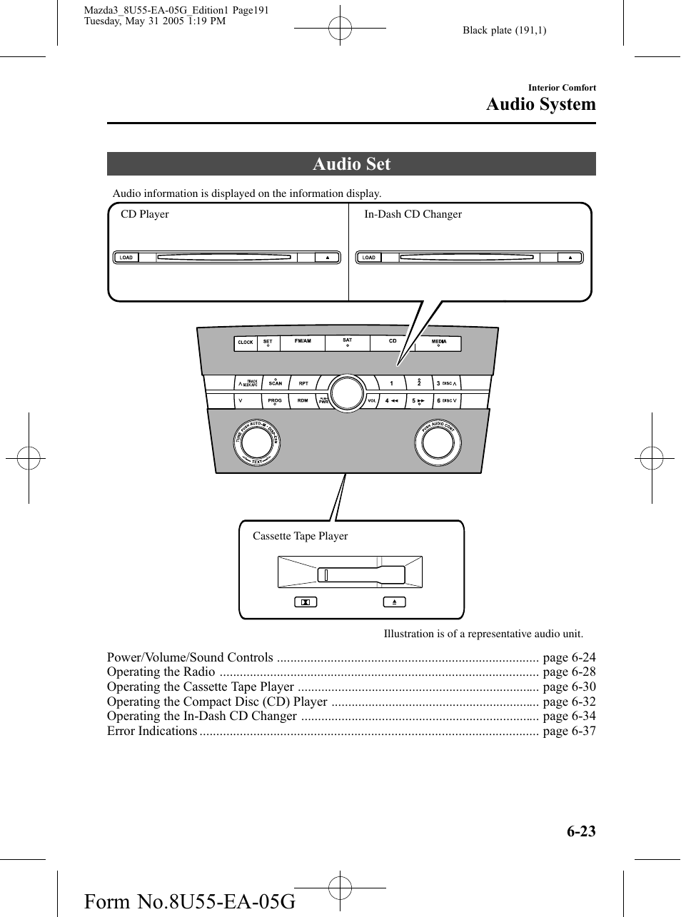 Audio set, Audio set -23, Audio system | Mazda 2006 3 4-DOOR User Manual | Page 191 / 416