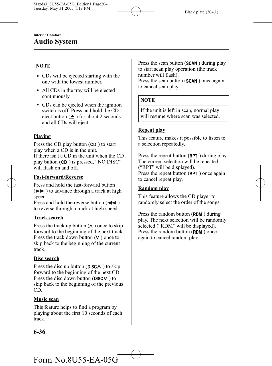 Audio system | Mazda 2006 3 4-DOOR User Manual | Page 204 / 416