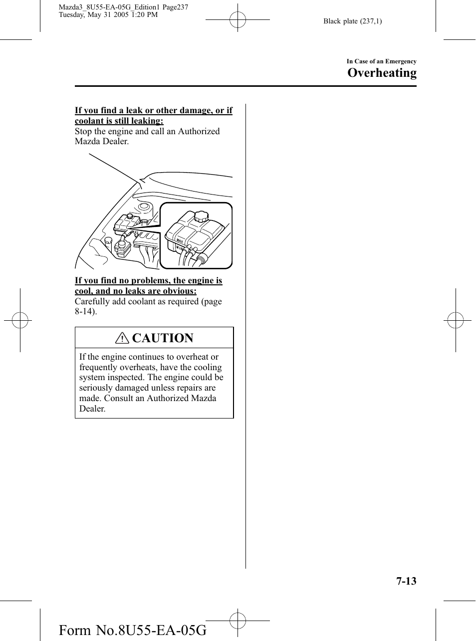 Caution, Overheating | Mazda 2006 3 4-DOOR User Manual | Page 237 / 416