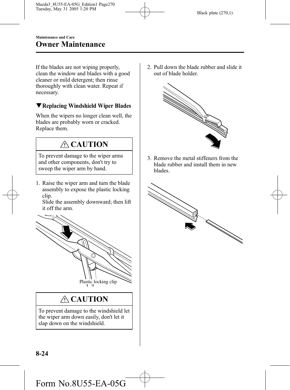 Caution, Owner maintenance | Mazda 2006 3 4-DOOR User Manual | Page 270 / 416