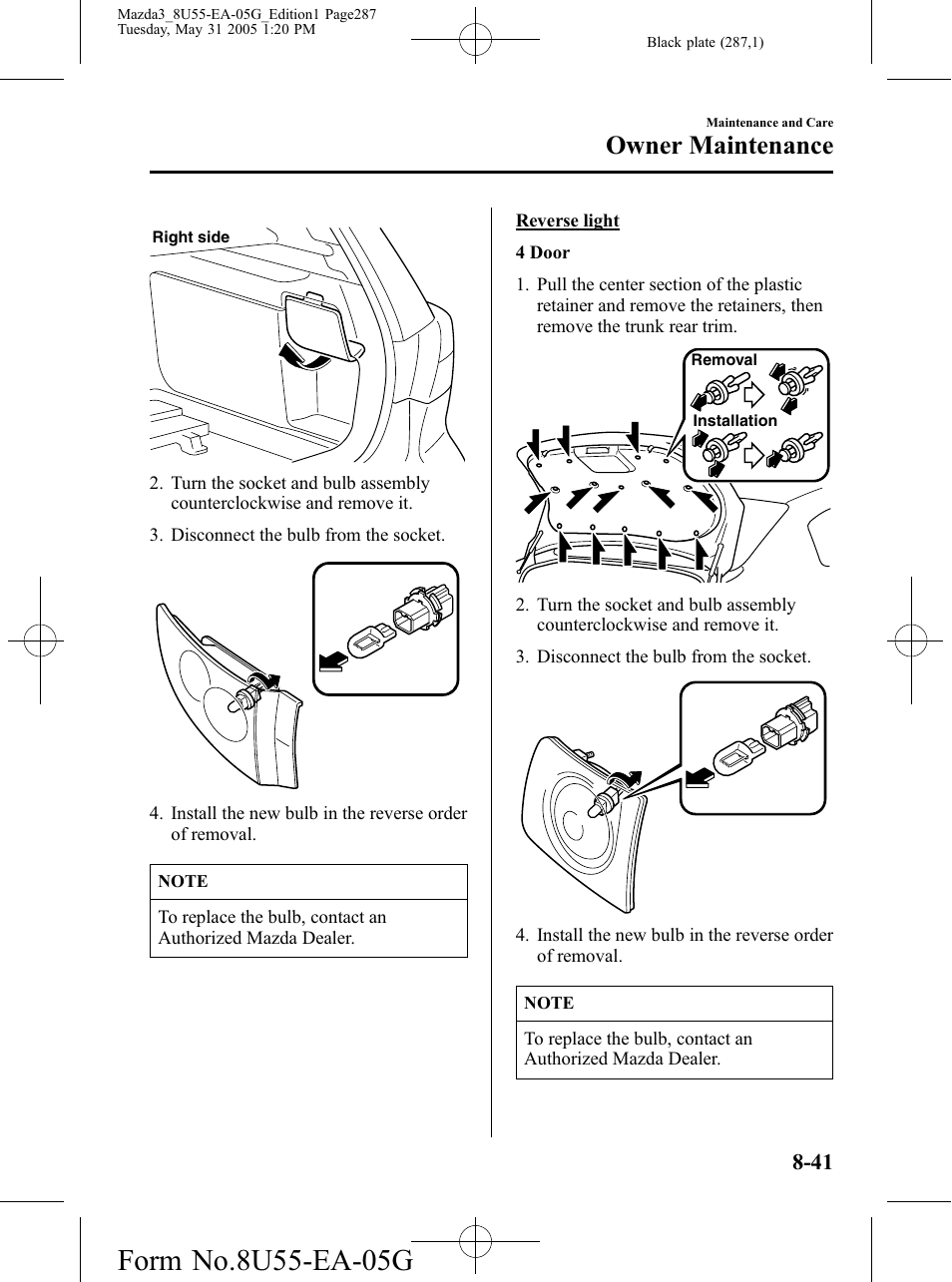 Owner maintenance | Mazda 2006 3 4-DOOR User Manual | Page 287 / 416