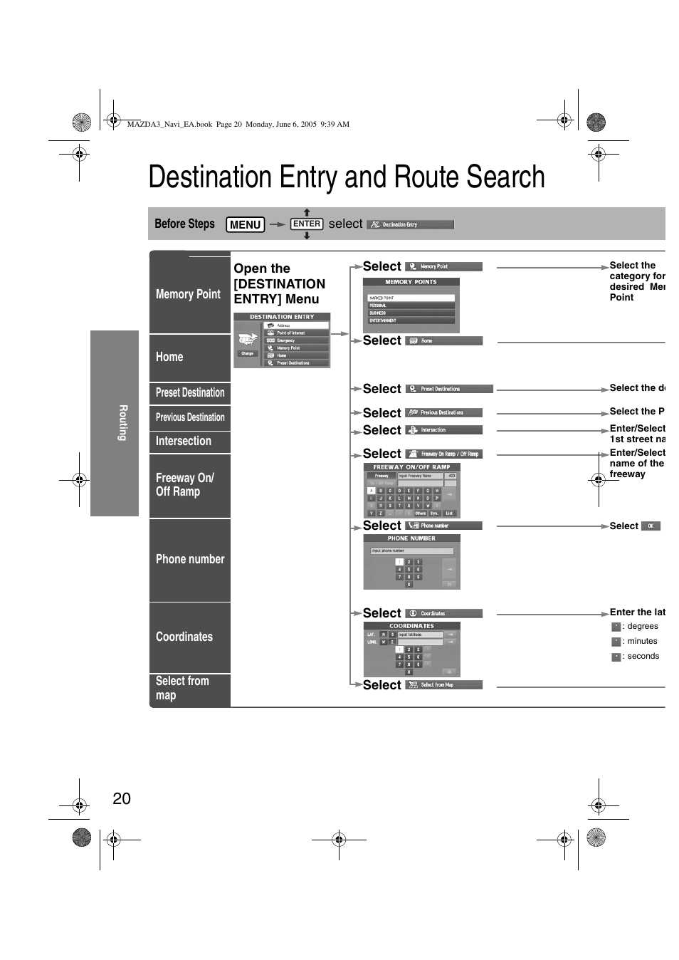 Destination entry and route search | Mazda 2006 3 4-DOOR User Manual | Page 382 / 416