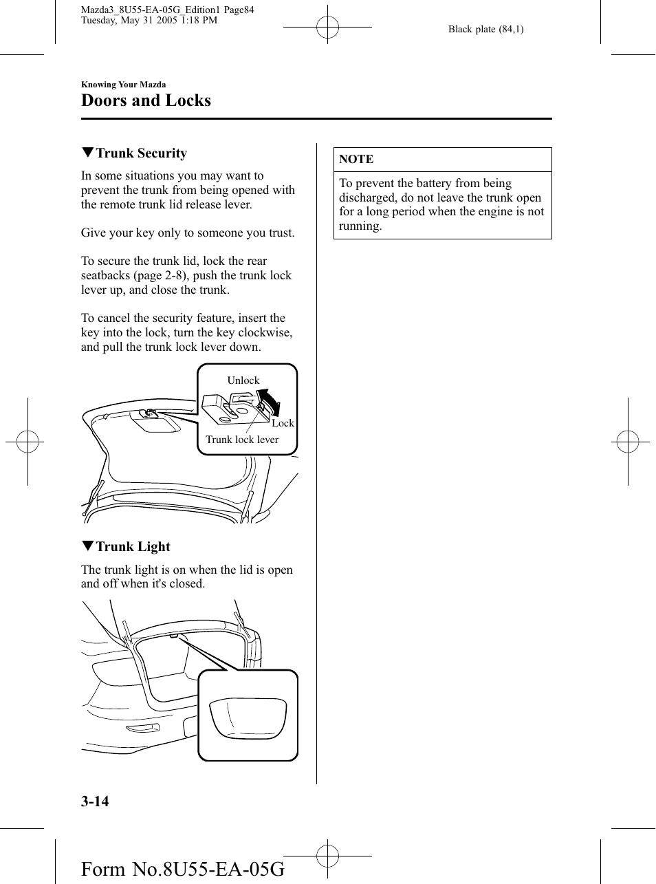 Doors and locks | Mazda 2006 3 4-DOOR User Manual | Page 84 / 416