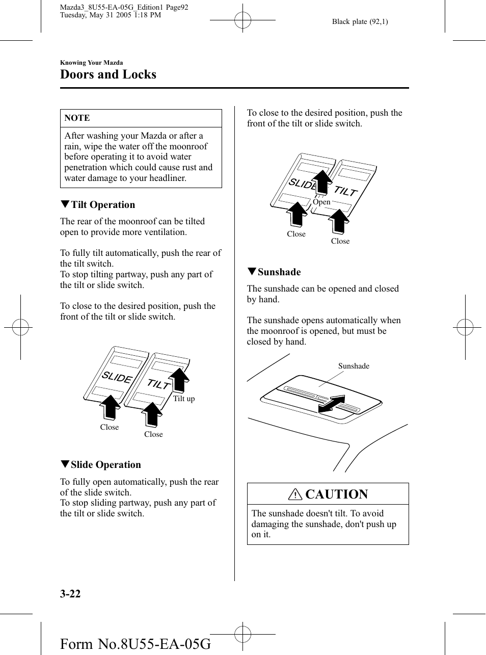 Caution, Doors and locks | Mazda 2006 3 4-DOOR User Manual | Page 92 / 416