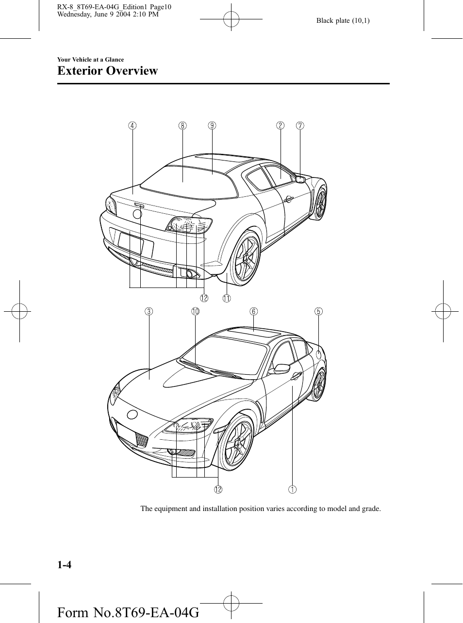 Exterior overview | Mazda 2005 RX-8 User Manual | Page 10 / 364