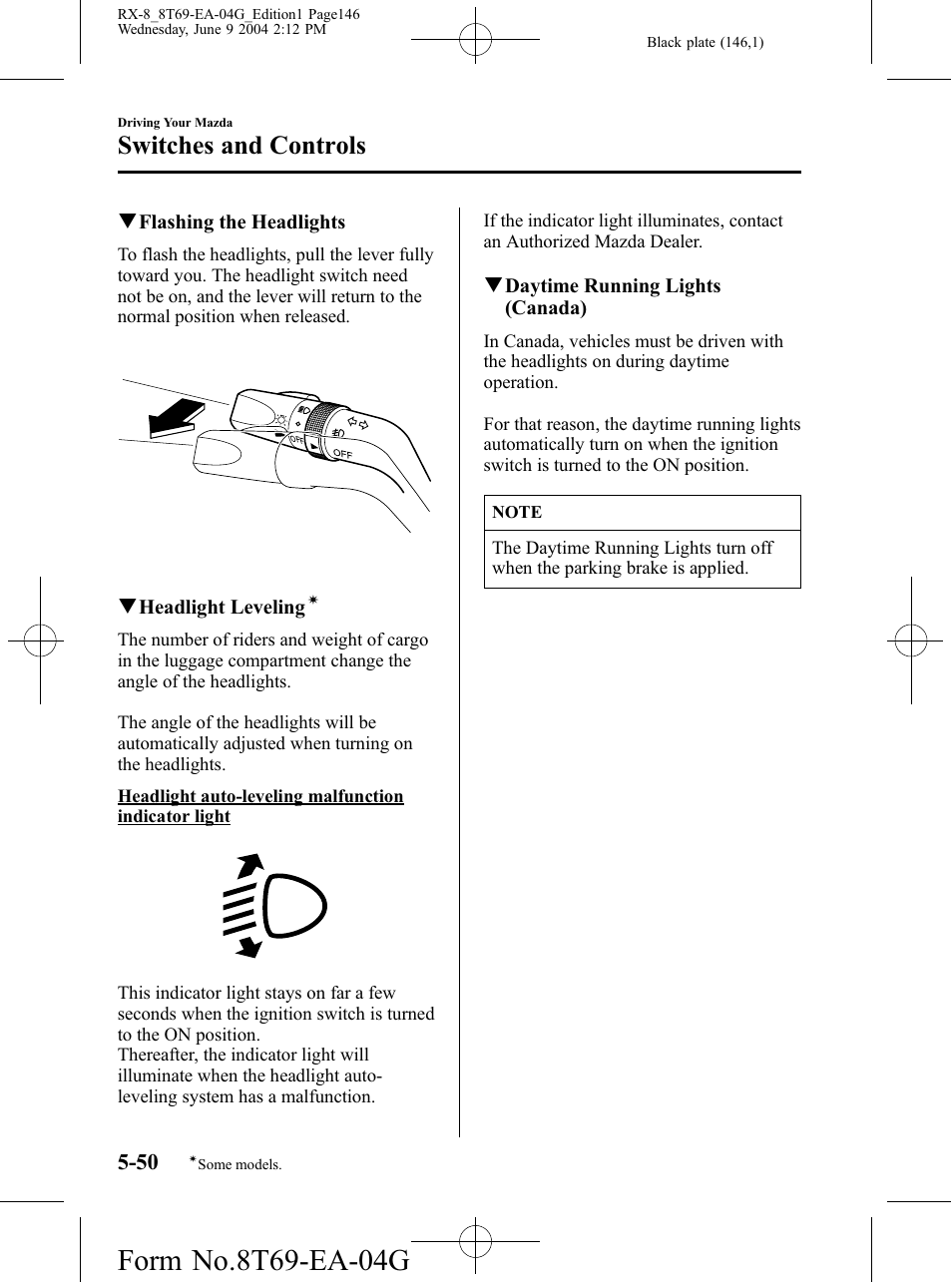 Switches and controls | Mazda 2005 RX-8 User Manual | Page 146 / 364