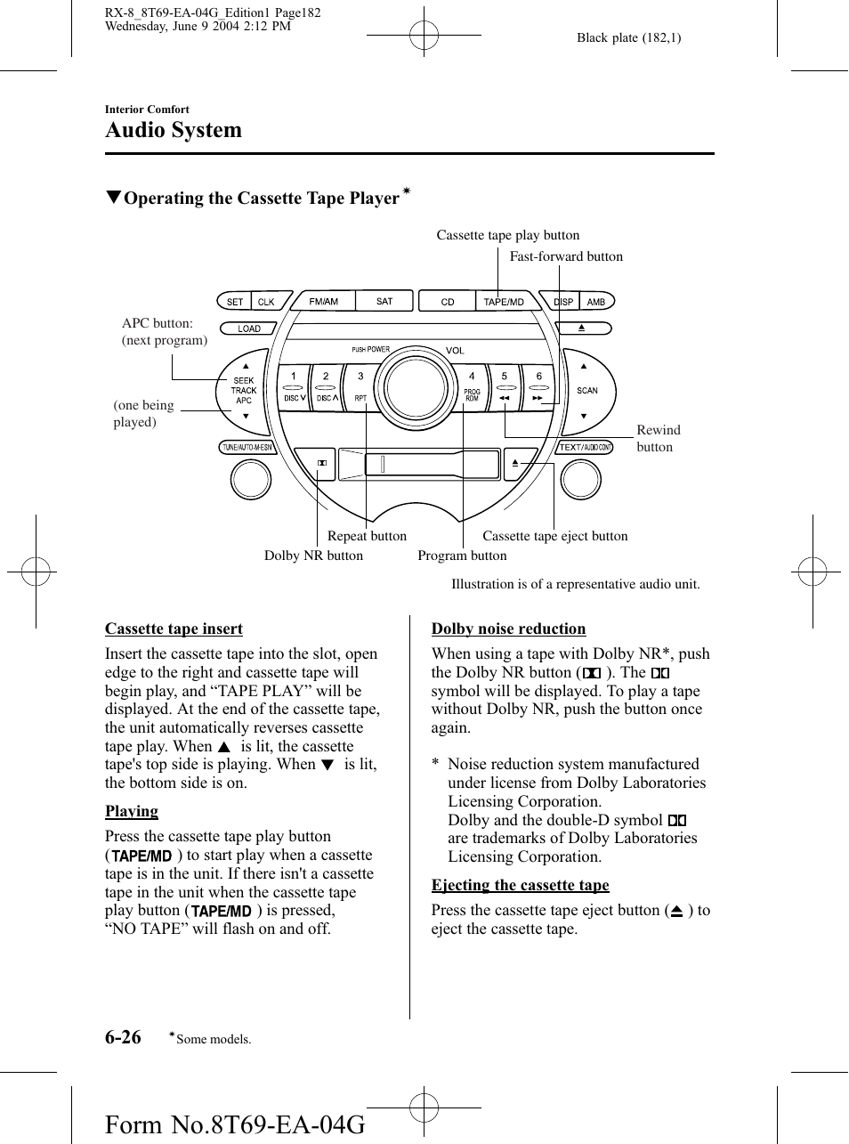 Audio system | Mazda 2005 RX-8 User Manual | Page 182 / 364