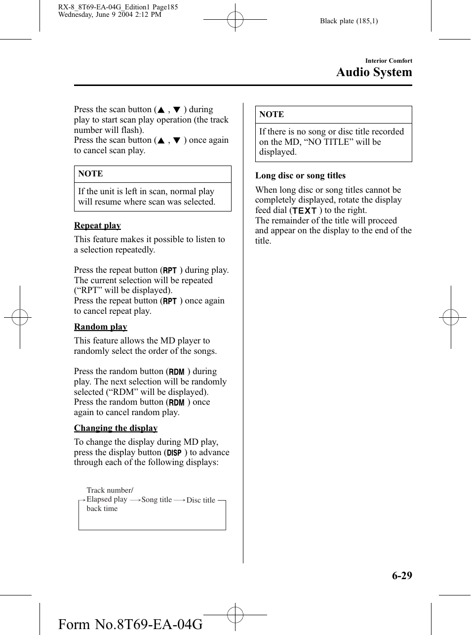 Audio system | Mazda 2005 RX-8 User Manual | Page 185 / 364