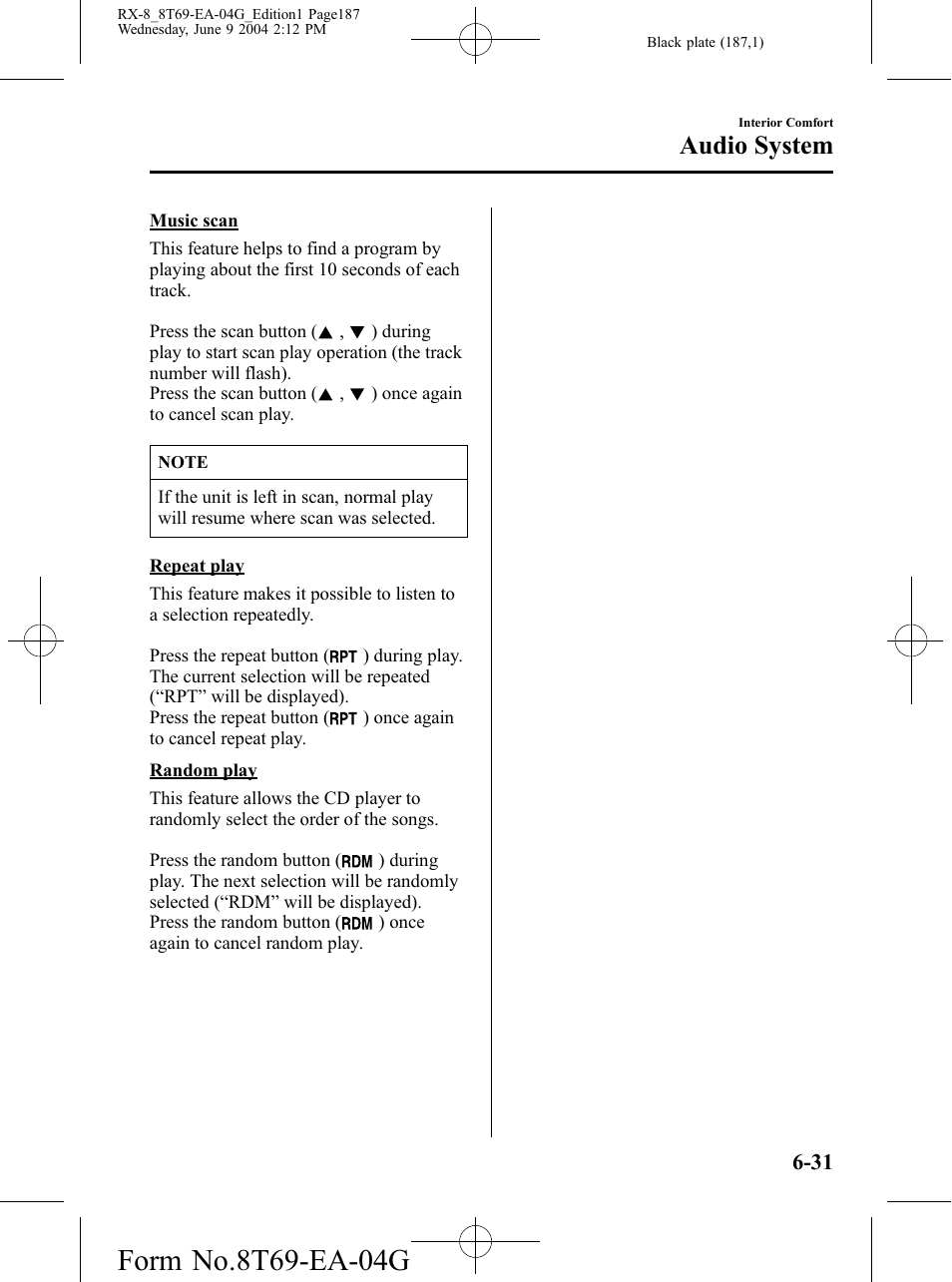 Audio system | Mazda 2005 RX-8 User Manual | Page 187 / 364
