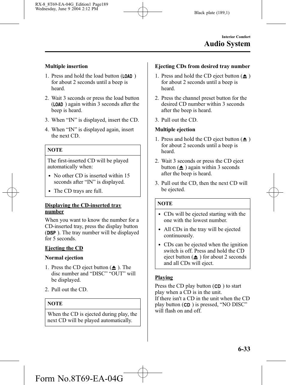 Audio system | Mazda 2005 RX-8 User Manual | Page 189 / 364