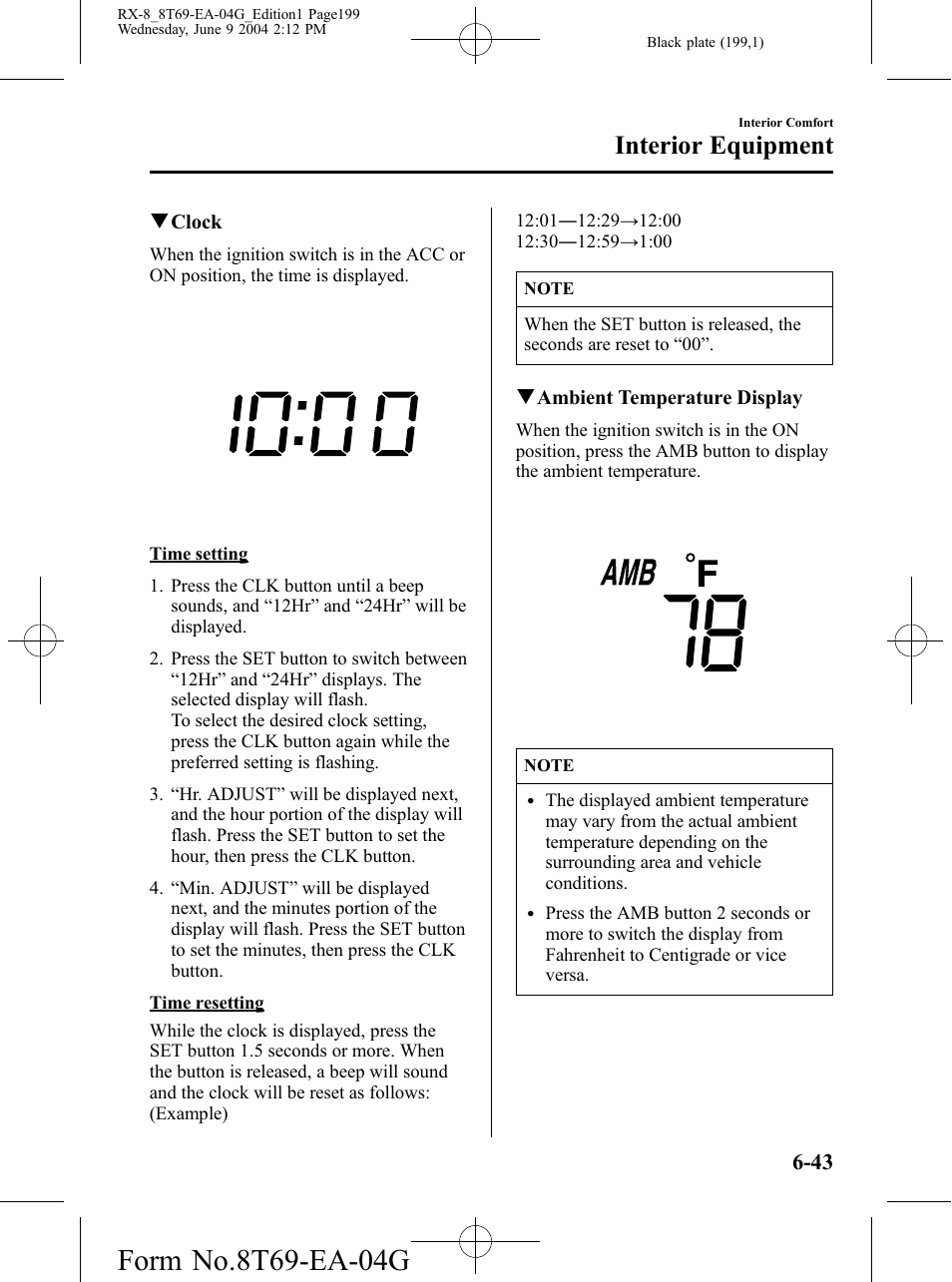 Interior equipment | Mazda 2005 RX-8 User Manual | Page 199 / 364