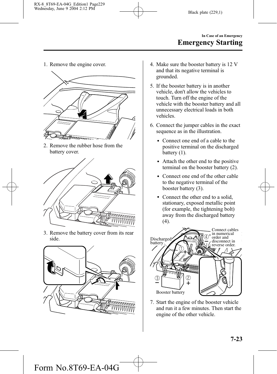 Emergency starting | Mazda 2005 RX-8 User Manual | Page 229 / 364
