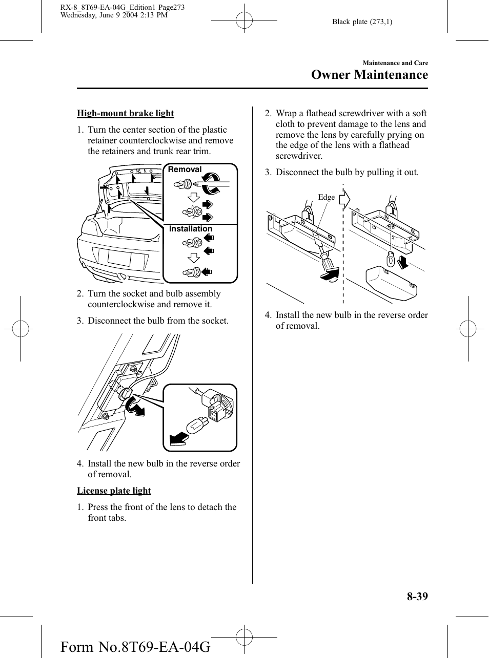Owner maintenance | Mazda 2005 RX-8 User Manual | Page 273 / 364