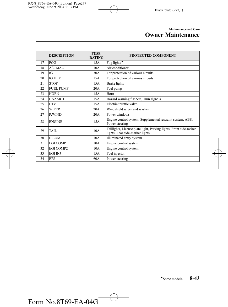 Owner maintenance | Mazda 2005 RX-8 User Manual | Page 277 / 364