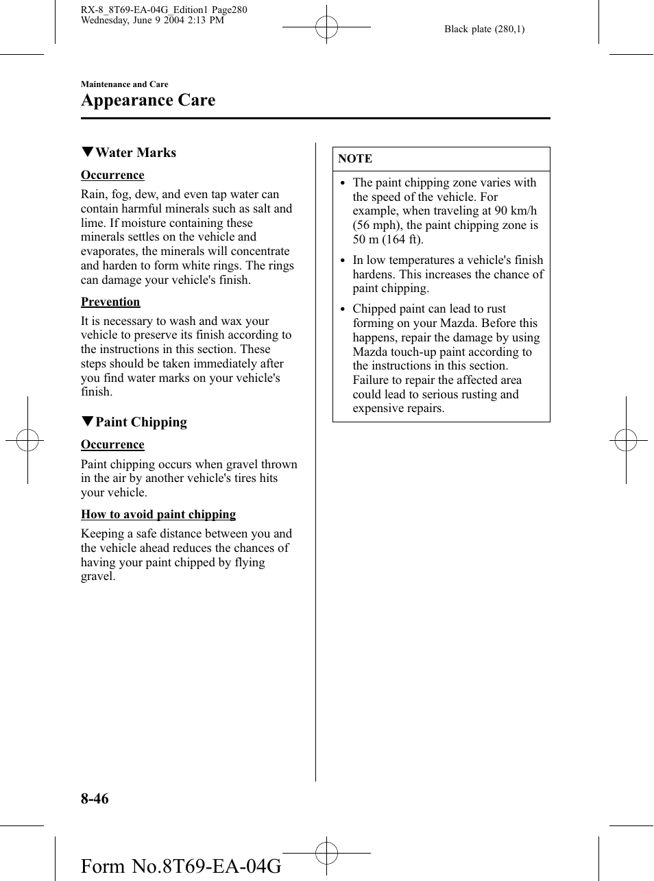 Appearance care | Mazda 2005 RX-8 User Manual | Page 280 / 364