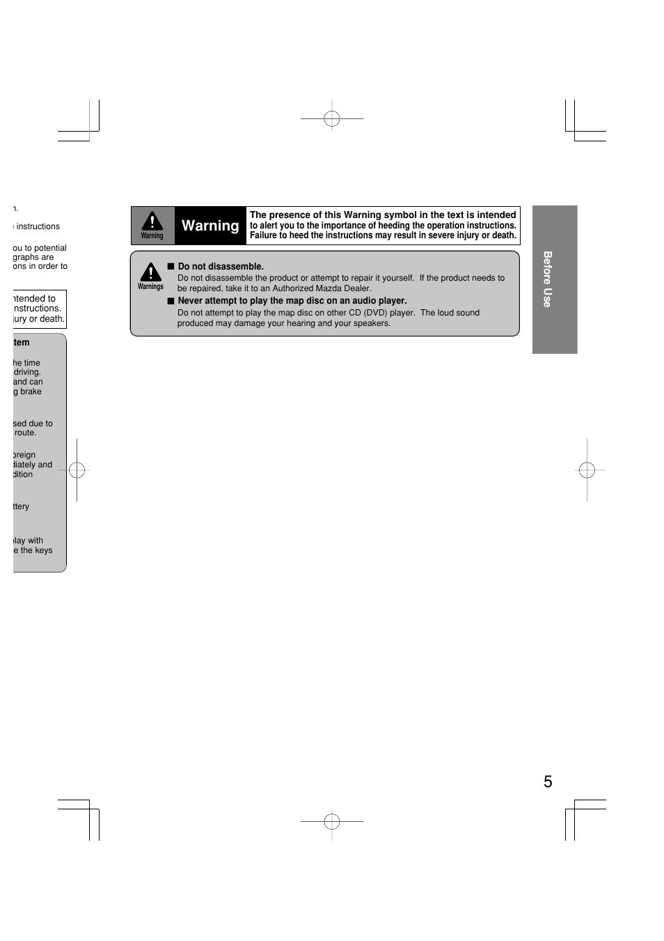 Warning | Mazda 2005 RX-8 User Manual | Page 327 / 364